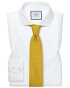  Slim Fit Cutaway Collar Non-iron Buckingham Weave White Cotton Dress Shirt Single Cuff Size 14.5/32 By Charles Tyrwhitt
