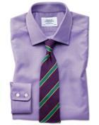  Slim Fit Egyptian Cotton Royal Oxford Lilac Dress Shirt Single Cuff Size 15.5/33 By Charles Tyrwhitt