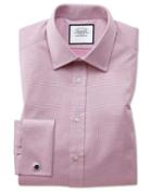  Extra Slim Fit Magenta Cube Weave Egyptian Cotton Dress Shirt French Cuff Size 14.5/32 By Charles Tyrwhitt