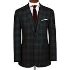 Charles Tyrwhitt Charles Tyrwhitt Green And Black Tartan Slim Fit Wool Jacket Size 36