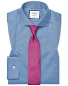  Super Slim Fit Cutaway Collar Non-iron Twill Blue Cotton Dress Shirt French Cuff Size 14/33 By Charles Tyrwhitt
