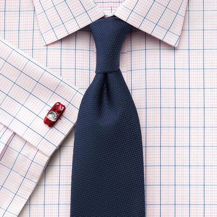 Charles Tyrwhitt Charles Tyrwhitt Slim Fit Non-iron Check Pink Cotton Dress Shirt Size 15/35
