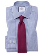  Extra Slim Fit Non-iron Navy Bengal Stripe Cotton Dress Shirt French Cuff Size 14.5/32 By Charles Tyrwhitt