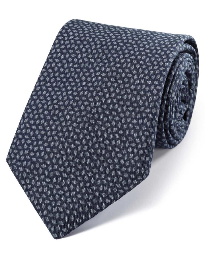 Charles Tyrwhitt Indigo Navy Cotton Luxury Italian Diamond Tie By Charles Tyrwhitt