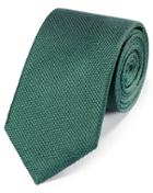  Mid Green Silk Plain Classic Tie By Charles Tyrwhitt