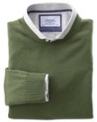 Charles Tyrwhitt Charles Tyrwhitt Olive Merino Wool Crew Neck Jumper