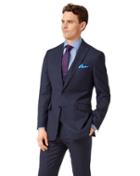  Navy Slim Fit Jaspe Business Suit Wool Jacket Size 38 By Charles Tyrwhitt