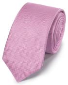  Pink Mini Pindot Slim Silk Tie By Charles Tyrwhitt