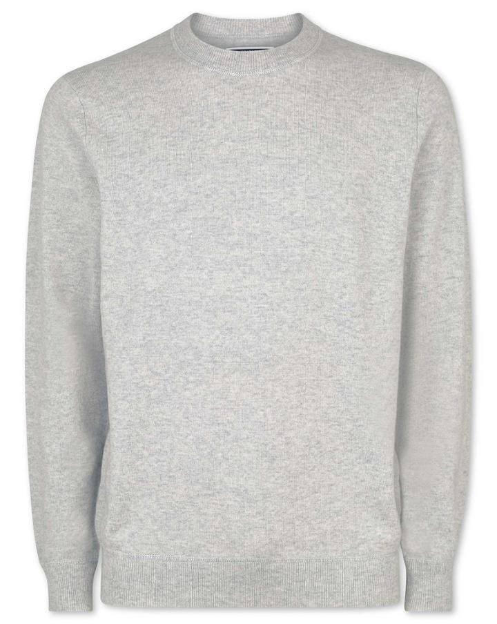 Silver Merino Cashmere Crew Neck Cotton/cashmere Sweater Size Large By Charles Tyrwhitt