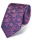 Charles Tyrwhitt Charles Tyrwhitt Navy And Pink Silk Luxury English Floral Tie