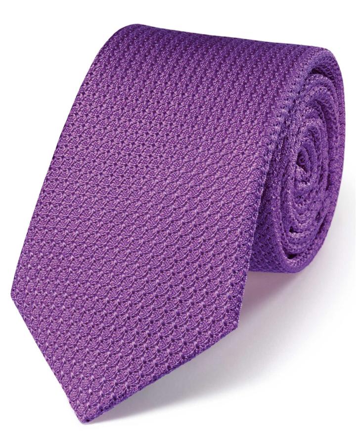 Charles Tyrwhitt Charles Tyrwhitt Lilac Silk Luxury Italian Grenadine Plain Tie