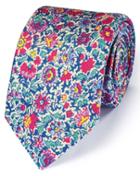 Charles Tyrwhitt Charles Tyrwhitt Pink Multi Cotton Mix Italian Luxury Floral Tie
