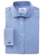 Charles Tyrwhitt Slim Fit Spread Collar Non-iron Triangle Textured Royal Blue Cotton Dress Shirt Single Cuff Size 16/34 By Charles Tyrwhitt