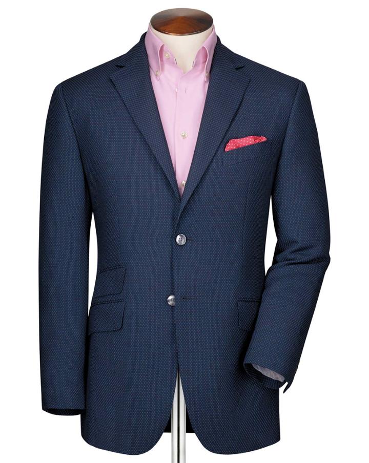 Charles Tyrwhitt Charles Tyrwhitt Classic Fit Royal Birdseye Wool Wool Jacket Size 36