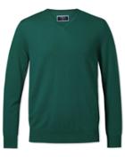  Dark Green Merino V-neck Merino Wool Sweater Size Xxl By Charles Tyrwhitt