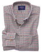 Charles Tyrwhitt Extra Slim Fit Button-down Non-iron Twill Multi Gingham Cotton Casual Shirt Single Cuff Size Large By Charles Tyrwhitt