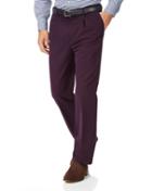  Wine Classic Fit Single Pleat Non-iron Cotton Chino Pants Size W32 L30 By Charles Tyrwhitt