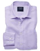  Classic Fit Lilac Tencel&trade; With Linen Casual Shirt Single Cuff Size Large By Charles Tyrwhitt