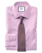 Classic Fit Pink Non-iron Pinpoint Oxford Cotton Dress Shirt Single Cuff Size 16/33 By Charles Tyrwhitt
