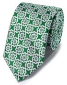  Green And White Floral Classic Silk Tie By Charles Tyrwhitt