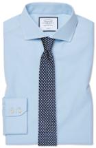  Extra Slim Fit Sky Blue Non-iron Poplin Cutaway Collar Cotton Dress Shirt Single Cuff Size 14.5/32 By Charles Tyrwhitt
