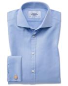 Charles Tyrwhitt Extra Slim Fit Spread Collar Egyptian Cotton Cavalry Twill Blue Dress Shirt Single Cuff Size 14.5/32 By Charles Tyrwhitt