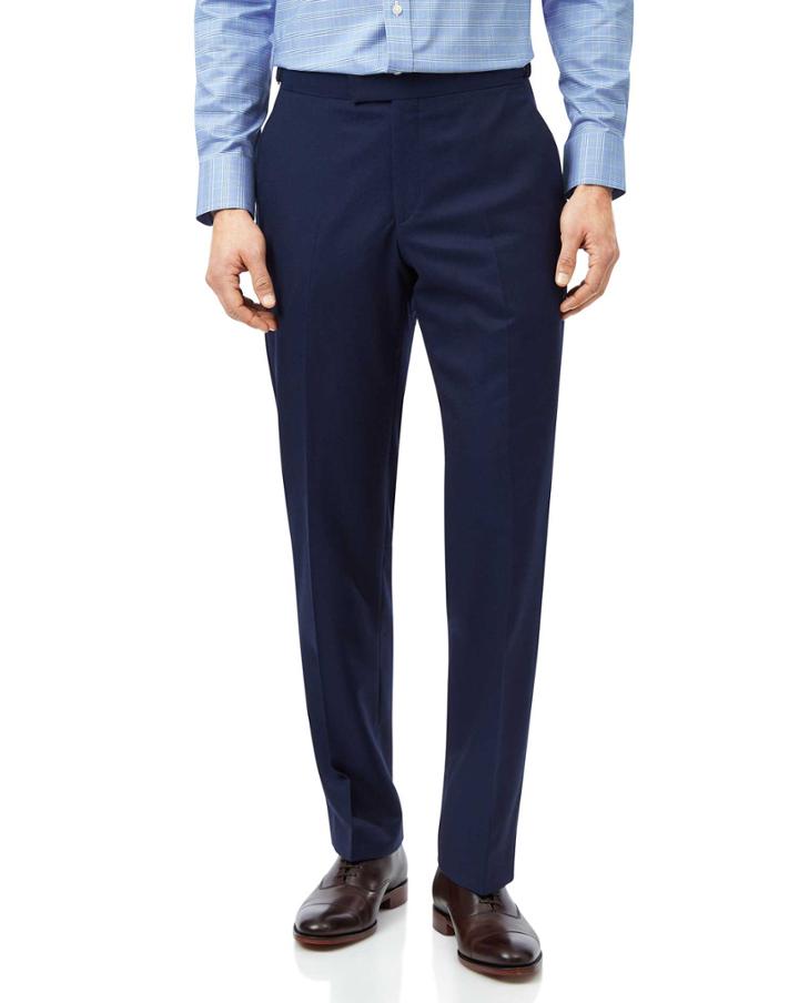  Blue Classic Fit British Luxury Suit Trousers Size W34 L32 By Charles Tyrwhitt
