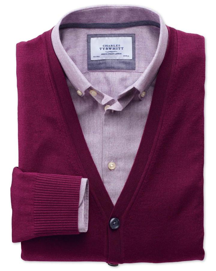 Charles Tyrwhitt Charles Tyrwhitt Berry Merino Wool Cardigan Size Large