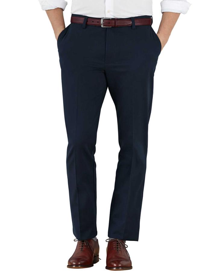 Charles Tyrwhitt Charles Tyrwhitt Navy Extra Slim Fit Flat Front Non-iron Chinos