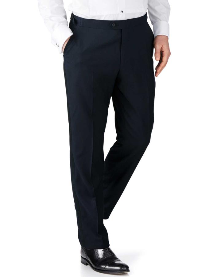 Charles Tyrwhitt Navy Slim Fit Tuxedo Wool Pants Size W32 L32 By Charles Tyrwhitt