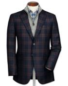Charles Tyrwhitt Slim Fit Navy Checkered Lambswool Wool Jacket Size 40 By Charles Tyrwhitt