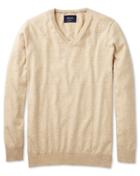  Stone Cotton Cashmere V-neck Cotton/cashmere Sweater Size Large By Charles Tyrwhitt