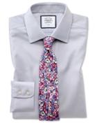  Slim Fit Non-iron Grey Triangle Weave Cotton Dress Shirt French Cuff Size 14.5/33 By Charles Tyrwhitt