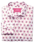 Charles Tyrwhitt Charles Tyrwhitt Women's Semi-fitted Pink And White Abstract Floral Print Cotton Shirt Size 6