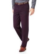  Aubergine Classic Fit Flat Front Non-iron Cotton Chino Pants Size W32 L30 By Charles Tyrwhitt