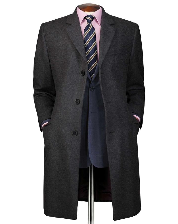  Grey Wool And Cashmere Overwool/cashmere Coat Size 36 By Charles Tyrwhitt