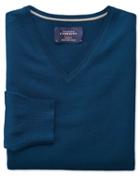 Charles Tyrwhitt Blue Merino Wool V-neck Sweater Size Small By Charles Tyrwhitt