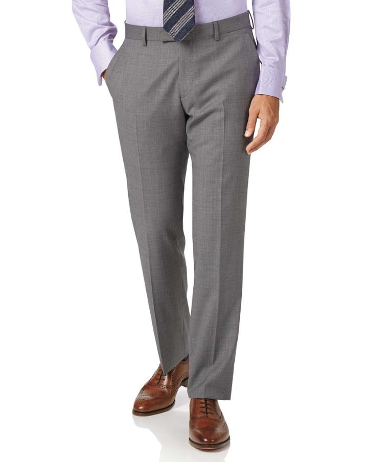 Charles Tyrwhitt Silver Slim Fit Cross Hatch Italian Suit Wool Pants Size W30 L38 By Charles Tyrwhitt