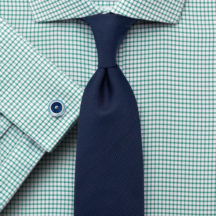 Charles Tyrwhitt Charles Tyrwhitt Classic Fit Non-iron Spread Collar Basketweave Green Cotton Dress Shirt Size 15/35