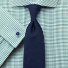 Charles Tyrwhitt Charles Tyrwhitt Classic Fit Non-iron Spread Collar Basketweave Green Cotton Dress Shirt Size 15/35