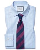  Classic Fit Sky Blue Small Gingham Cotton Dress Shirt French Cuff Size 15/33 By Charles Tyrwhitt