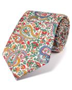 Charles Tyrwhitt Charles Tyrwhitt Blue And Yellow Cotton Luxury Italian Floral Tie