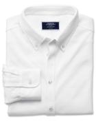  White Oxford Jersey Cotton Casual Shirt Size Large By Charles Tyrwhitt