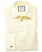 Charles Tyrwhitt Classic Fit Fine Herringbone Yellow Cotton Dress Shirt French Cuff Size 15.5/33 By Charles Tyrwhitt
