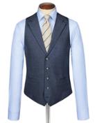 Charles Tyrwhitt Airforce Blue Puppytooth Panama Business Suit Wool Vest Size W36 By Charles Tyrwhitt