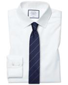  Extra Slim Fit White Non-iron Twill Cotton Dress Shirt Single Cuff Size 14.5/33 By Charles Tyrwhitt