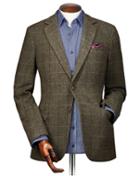  Slim Fit Green Herringbone Checkered Wool Sport Wool Coat Size 36 By Charles Tyrwhitt