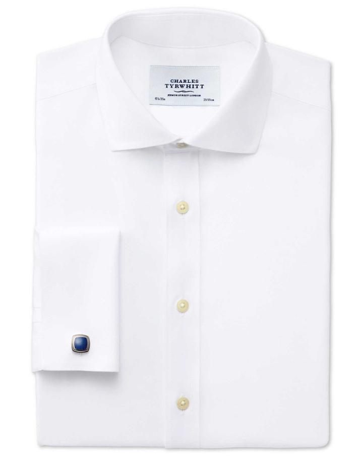 Charles Tyrwhitt Charles Tyrwhitt Slim Fit Cutaway Collar Non-iron Twill White Shirt