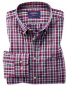 Charles Tyrwhitt Classic Fit Button-down Non-iron Poplin Blue And Red Check Cotton Casual Shirt Single Cuff Size Large By Charles Tyrwhitt