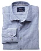 Charles Tyrwhitt Extra Slim Fit Slub Cotton Blue Casual Shirt Single Cuff Size Small By Charles Tyrwhitt